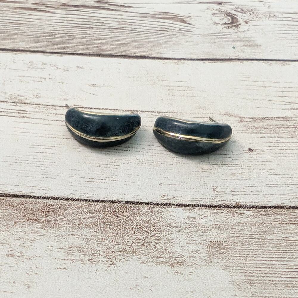 Vintage Earrings For Pierced Ears Dark Teal - Repair Needed - Picture 6 of 6